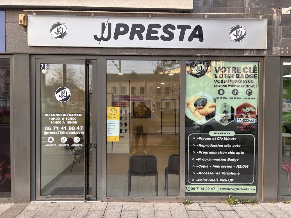 Façade de la boutique JJ Presta, 78 Avenue Jean Jaurès, Le Petit-Quevilly